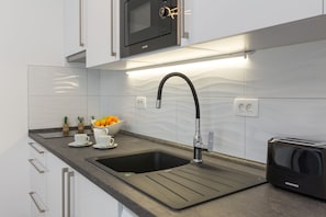 Studiolejlighed (4 guests) | Privat tekøkken | Kaffe-/temaskine, elkedel