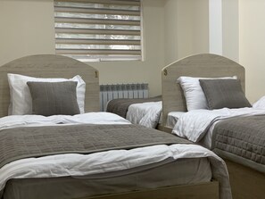 Habitación individual económica | Espacio para trabajar con laptop y insonorización 