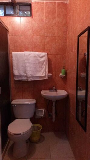 Shower, free toiletries, towels
