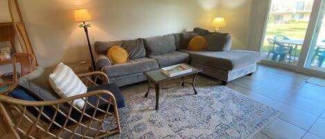 TV, DVD player, books, stereo