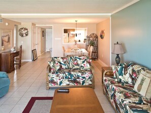 Flat-screen TV, books