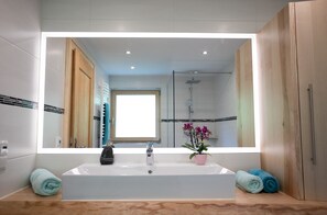 Dusche, Haartrockner, Handtücher