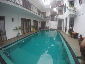 Outdoor pool, pool loungers