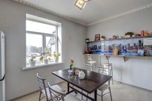 Mini-fridge, microwave