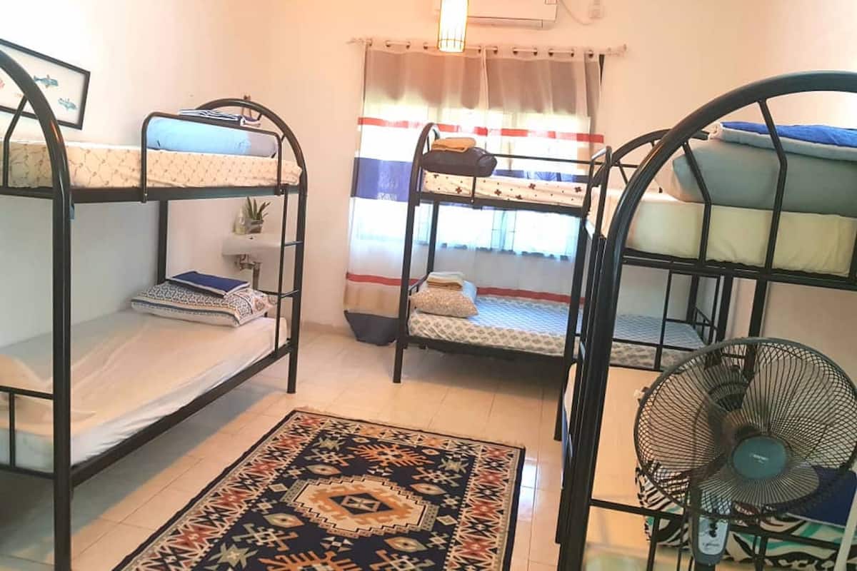 Blackout curtains, iron/ironing board, free WiFi, bed sheets