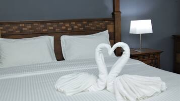 Premium bedding, memory-foam beds, desk, soundproofing