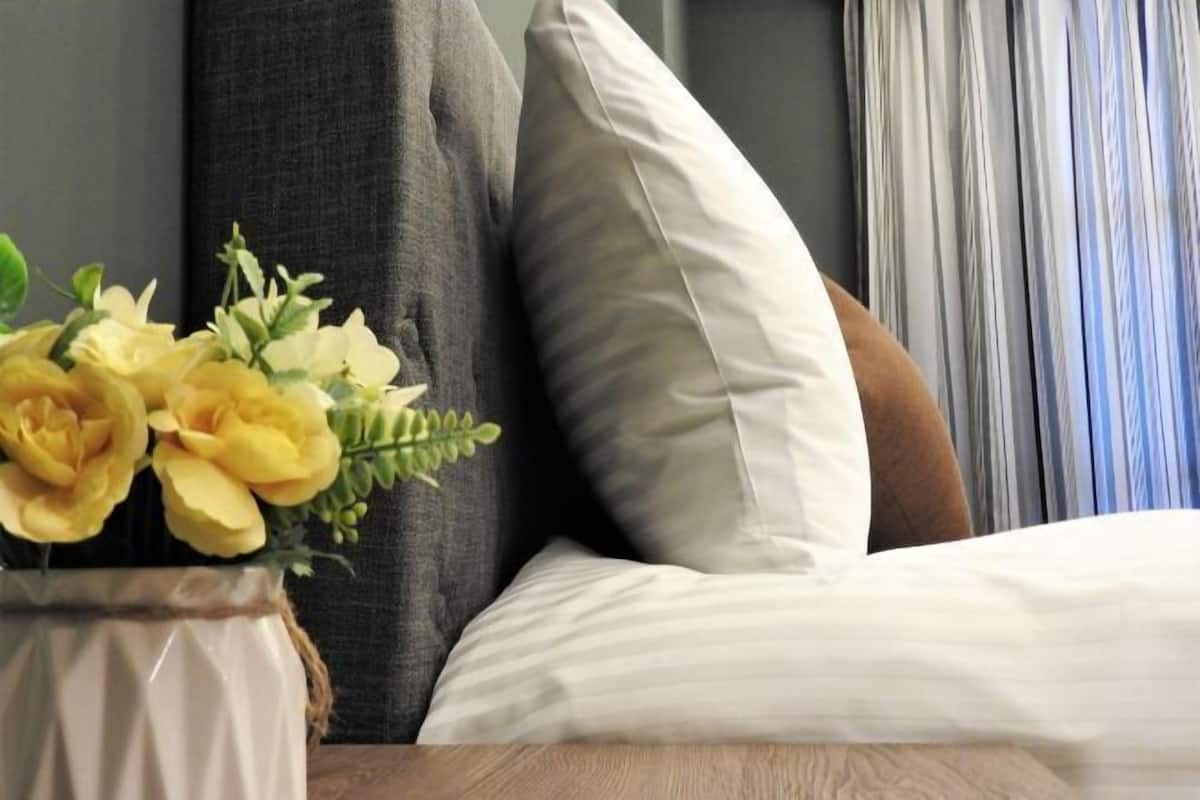 Down comforters, individually furnished, blackout drapes, soundproofing