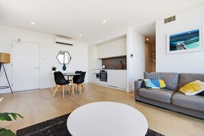 City Apartment, 1 Bedroom, City View | Living room | Smart TV, Netflix, streaming services - Swainson at Vue (Adelaide)
