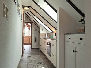 Fridge, microwave, oven, coffee/tea maker