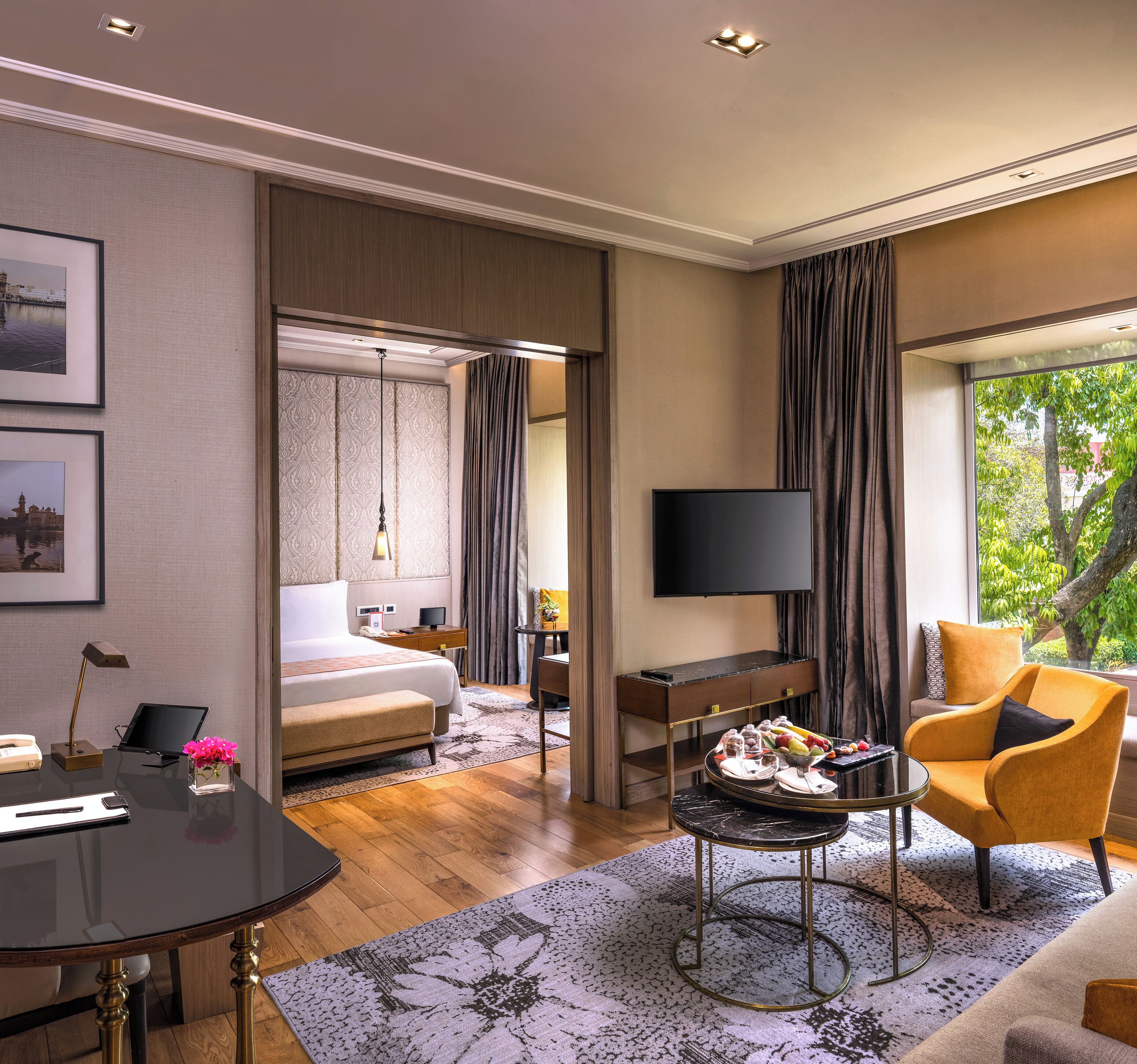 suite, 1 king bed, pool view (executive suite) | living area | 42-inch led tv with satellite channels, tv, table football