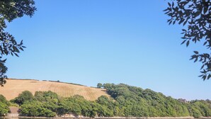 A calm lake with several boats anchored, surrounded by hills and dense trees. - Sea Peep (Kingsbridge)