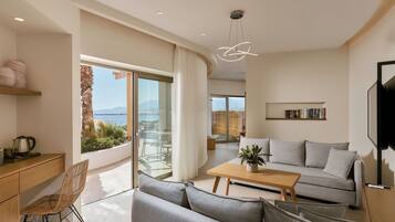 Junior Suite, Private Pool | Living area | Flat-screen TV
