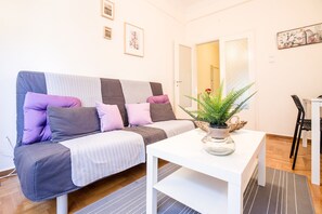 Apartment, 1 Bedroom | Living area | Smart TV - Cute Flat in Central Athens Perfect for Couples (Athens)