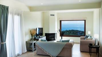 Apartment | Living room | Flat-screen TV, fireplace, video game console