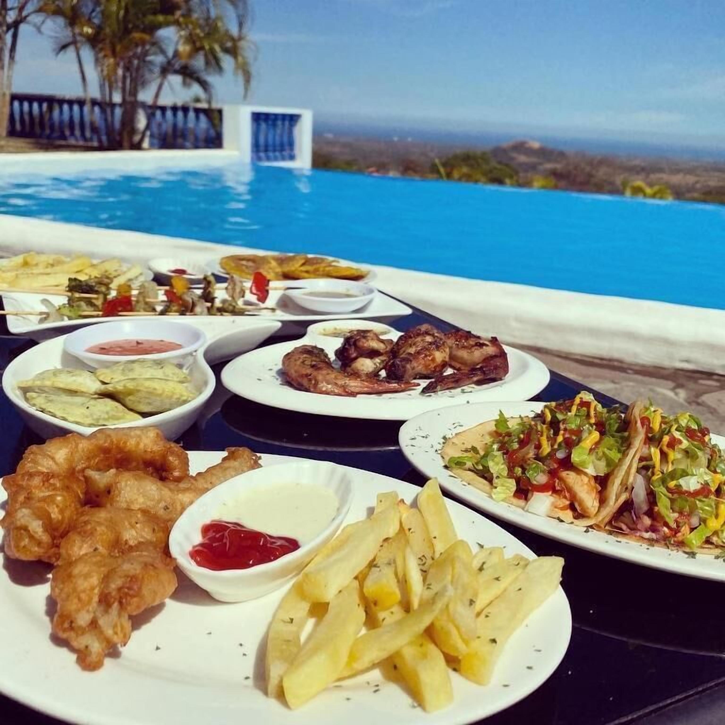 breakfast, lunch, dinner served; fusion cuisine, pool views