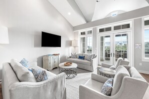 TV, DVD player, video library