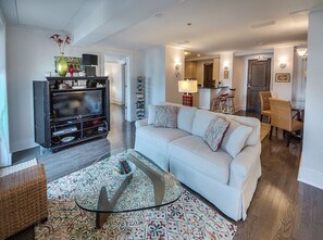 TV, DVD player, video library