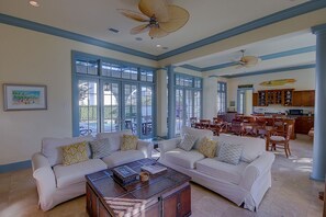 TV, fireplace, DVD player, ping pong