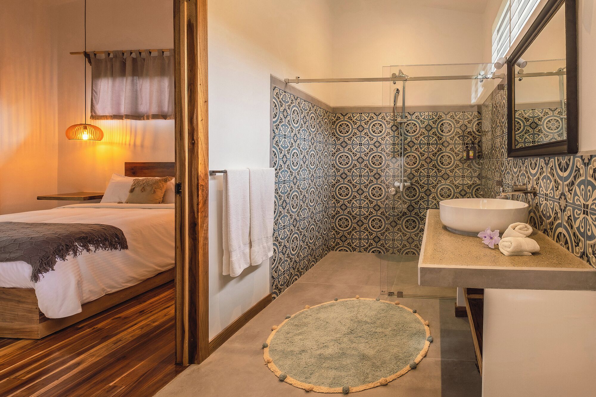 luxury bungalow #7 with a/c | bathroom | shower, rainfall showerhead, towels