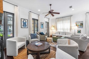 TV, DVD player, video library