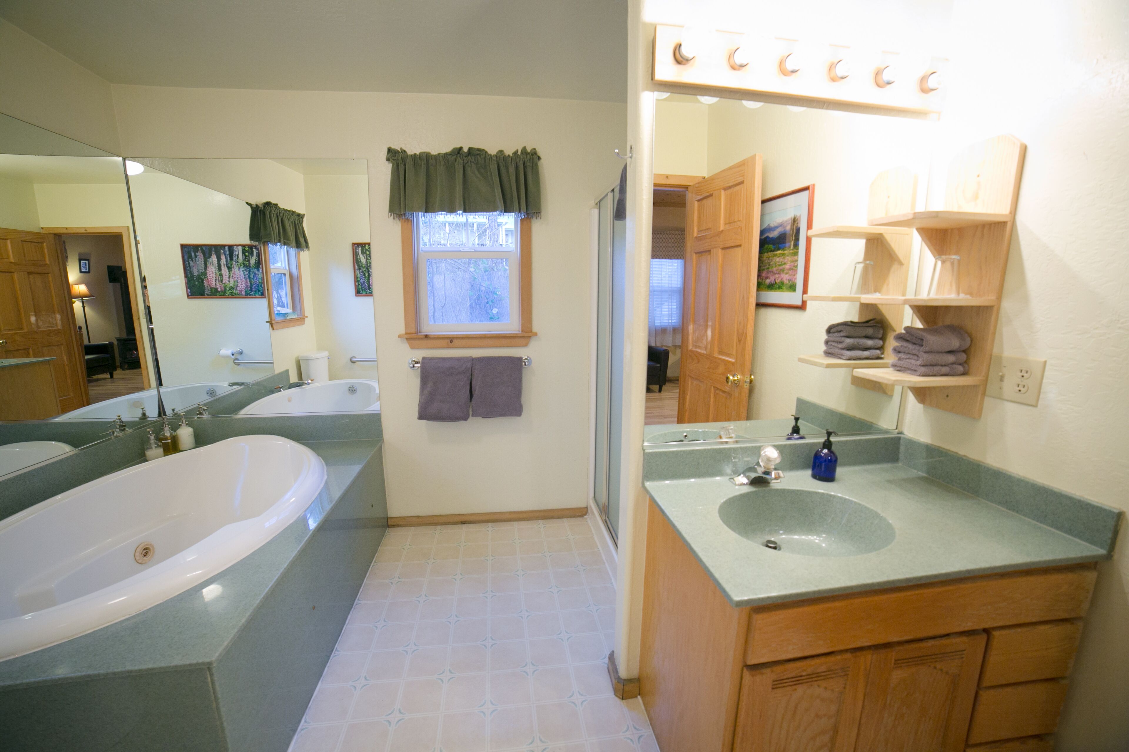 the cabin | bathroom | designer toiletries, hair dryer, towels, soap