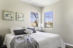 2 bedrooms, desk, iron/ironing board, travel cot