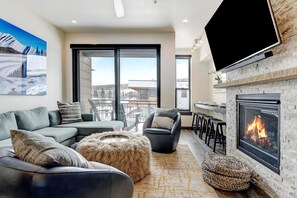 Smart TV, fireplace, video games, Hulu