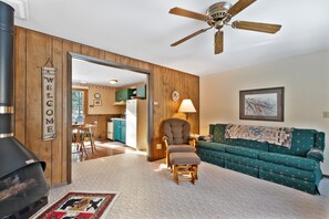 TV, fireplace, DVD player