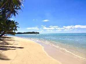 Plage, chaises longues, serviettes de plage