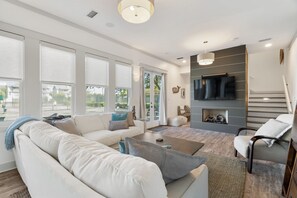 TV, fireplace, DVD player, video library