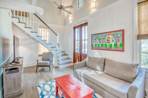 TV, DVD player, video library