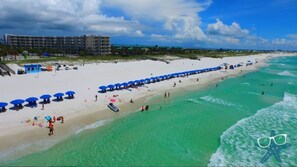 Sun-loungers, beach towels
