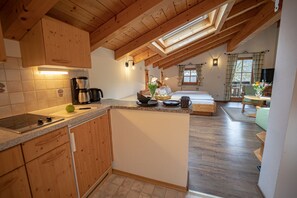 Interior - Apartment 3, 2 people, balcony, 34 sqm, living room and bedroom combined (Schönau am Königssee)