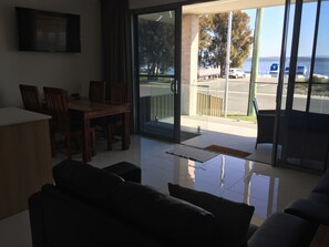 TV, DVD player, books, stereo