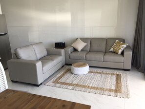TV, DVD player, books, stereo