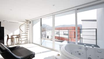 Room, Private Pool (The terrace) | Living area | Flat-screen TV