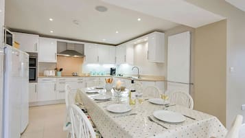Microwave, stovetop, dishwasher, high chair