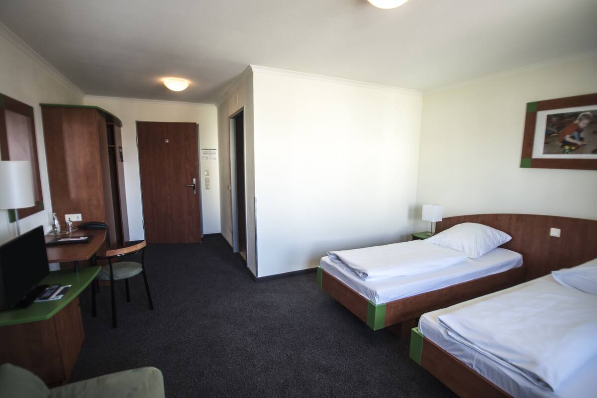 In-room safe, desk, laptop workspace, blackout curtains