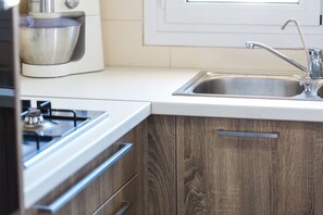 Panoramic Apartment, 2 Bedrooms | Private kitchenette | Fridge, microwave, oven, stovetop