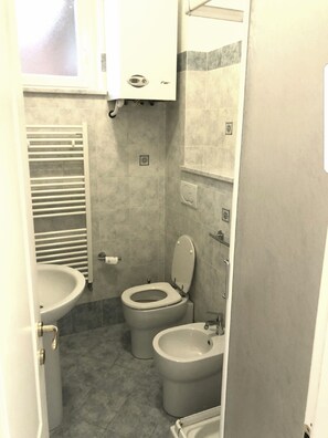Baignoire et douche séparées, sèche-cheveux, bidet, serviettes fournies