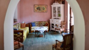 Apartment | Living area | TV, DVD player - Traditional Karpathian home with panoramic View (Karpathos)