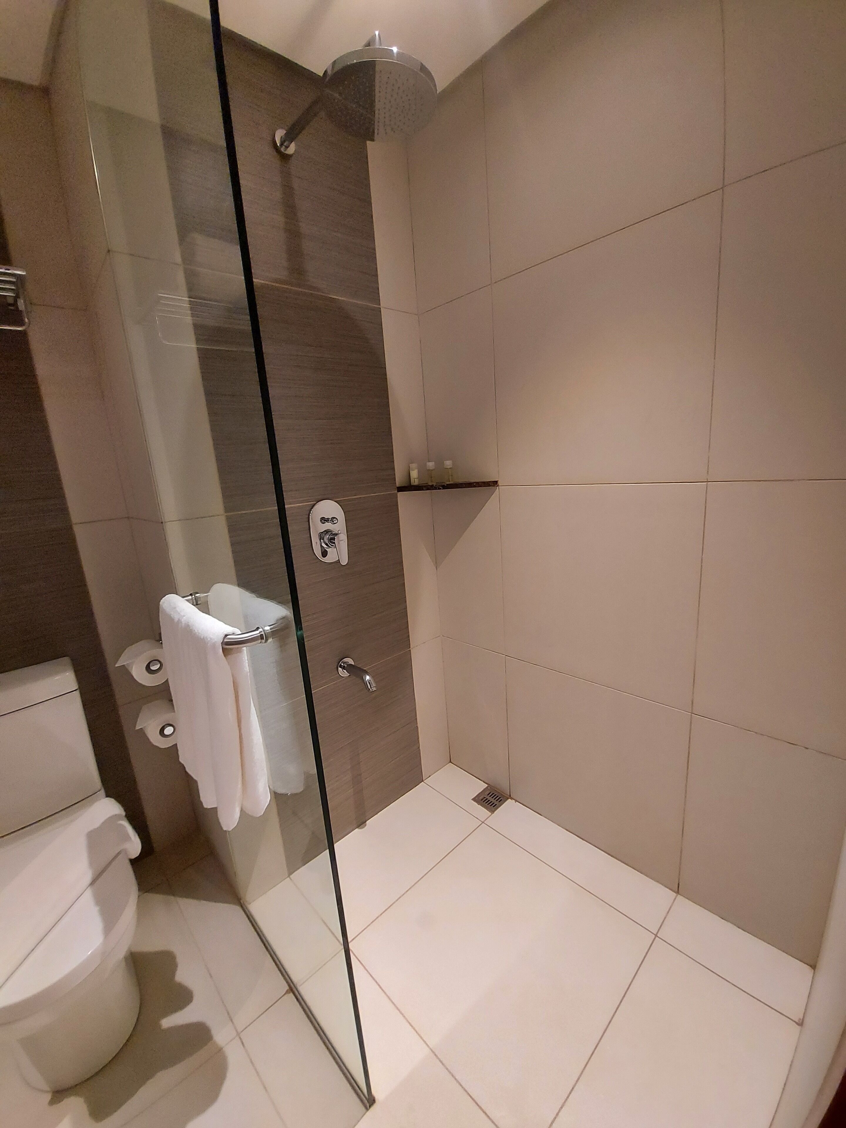 shower, free toiletries, hair dryer, bathrobes