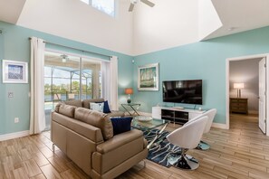 Taulutelevisio, pöytätennispöytä, suoratoistopalvelut, työhuone