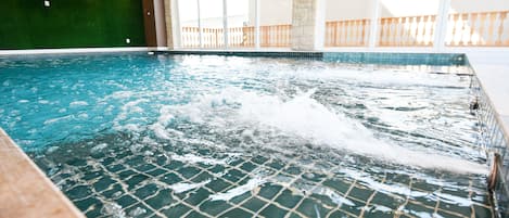 Indoor pool, open 9:00 AM to 11:00 PM, sun loungers