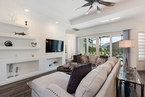 House, 4 Bedrooms, Private Pool (3.5 Bathrooms) | Living area | 50-inch flat-screen TV with cable channels, LCD TV - Paradise at Providence by VillaDirect (Davenport)