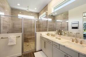 House, 4 Bedrooms, Private Pool (3.5 Bathrooms) | Bathroom | Separate bathtub and shower, hair dryer, towels, soap - Paradise at Providence by VillaDirect (Davenport)