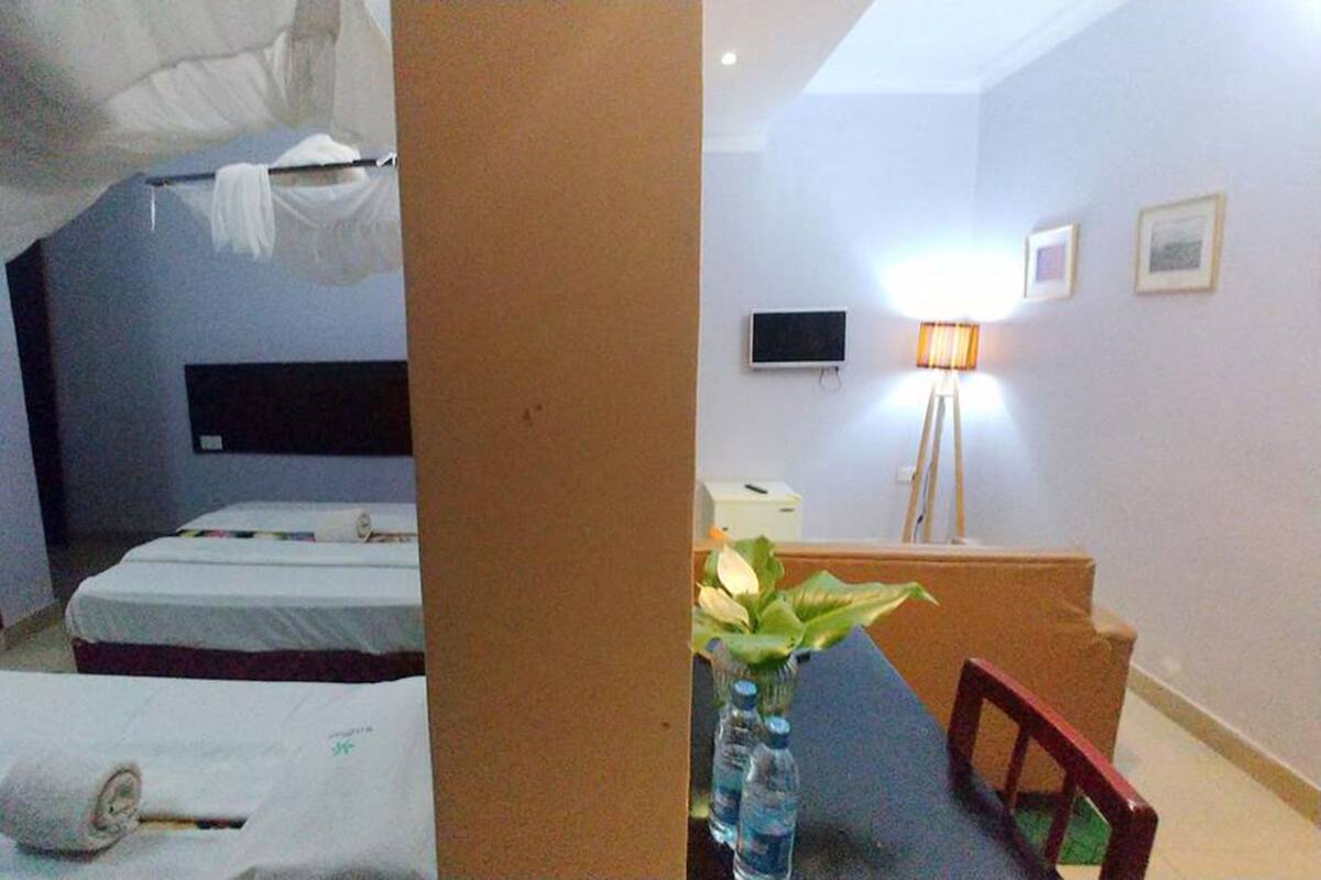 Desk, blackout curtains, iron/ironing board, free WiFi