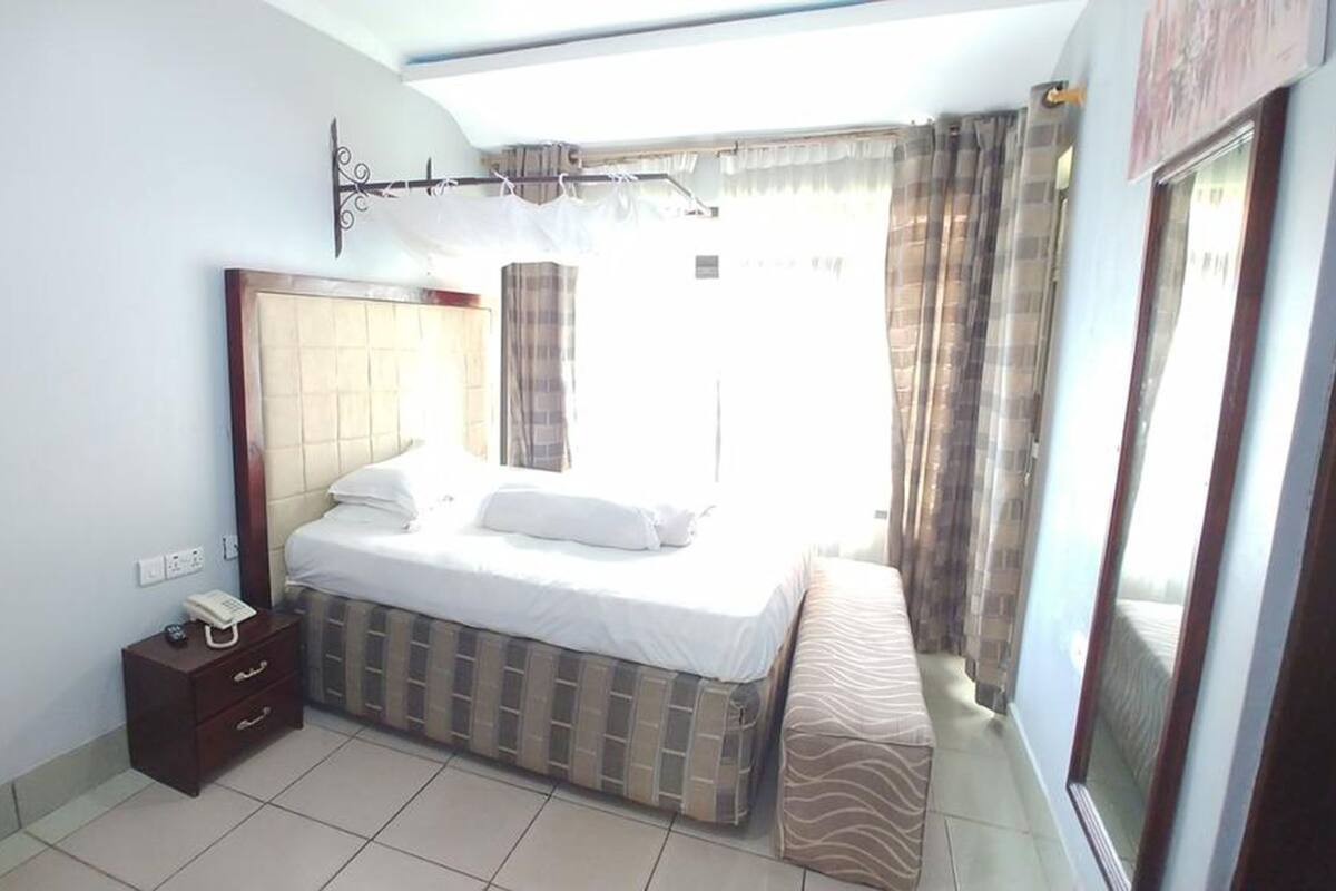 Desk, blackout curtains, iron/ironing board, free WiFi