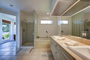 Bathtub, hair dryer, towels