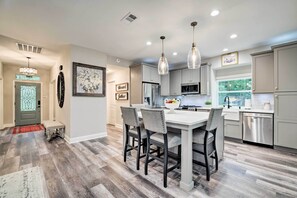 Fridge, microwave, stovetop, dishwasher - Modern Montgomery Home w/ Backyard, Deck, & Grill (Montgomery)